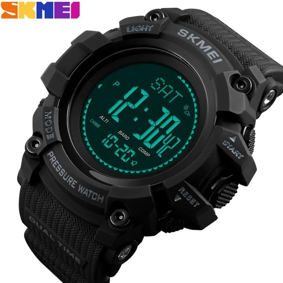 Mens Sports Watches Hours Pedometer Digital Watch Altimeter Barometer Compass Thermometer Weather Men Clock
