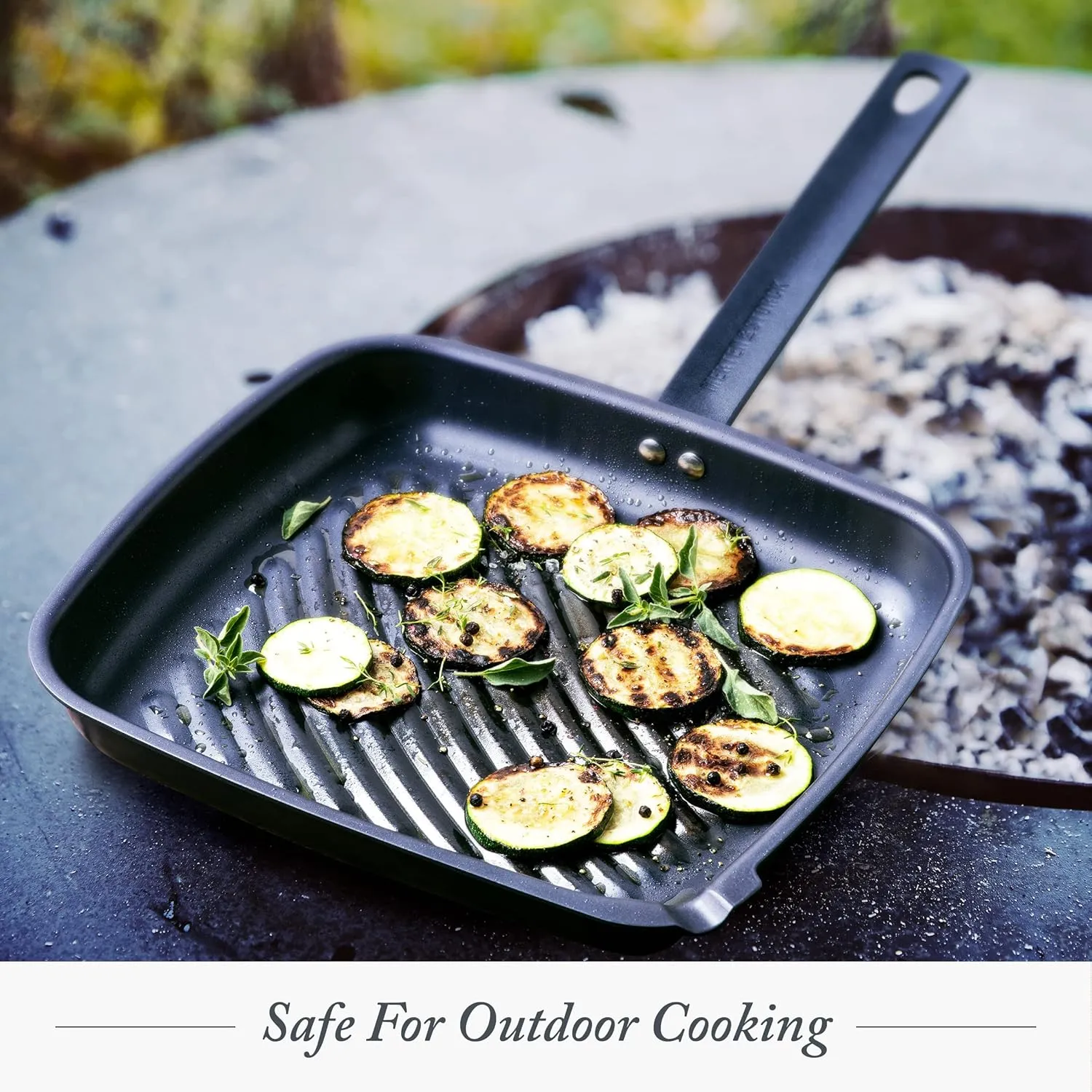 Merten & Storck Pre-Seasoned Carbon Steel 11" Square Grill Pan, Cast Iron, Lightweight & Durable, Sear Grill Broil Fry, Indoor Outdoor Cooking, Easy to Clean, Oven Safe, Induction, Steel Handle, Black