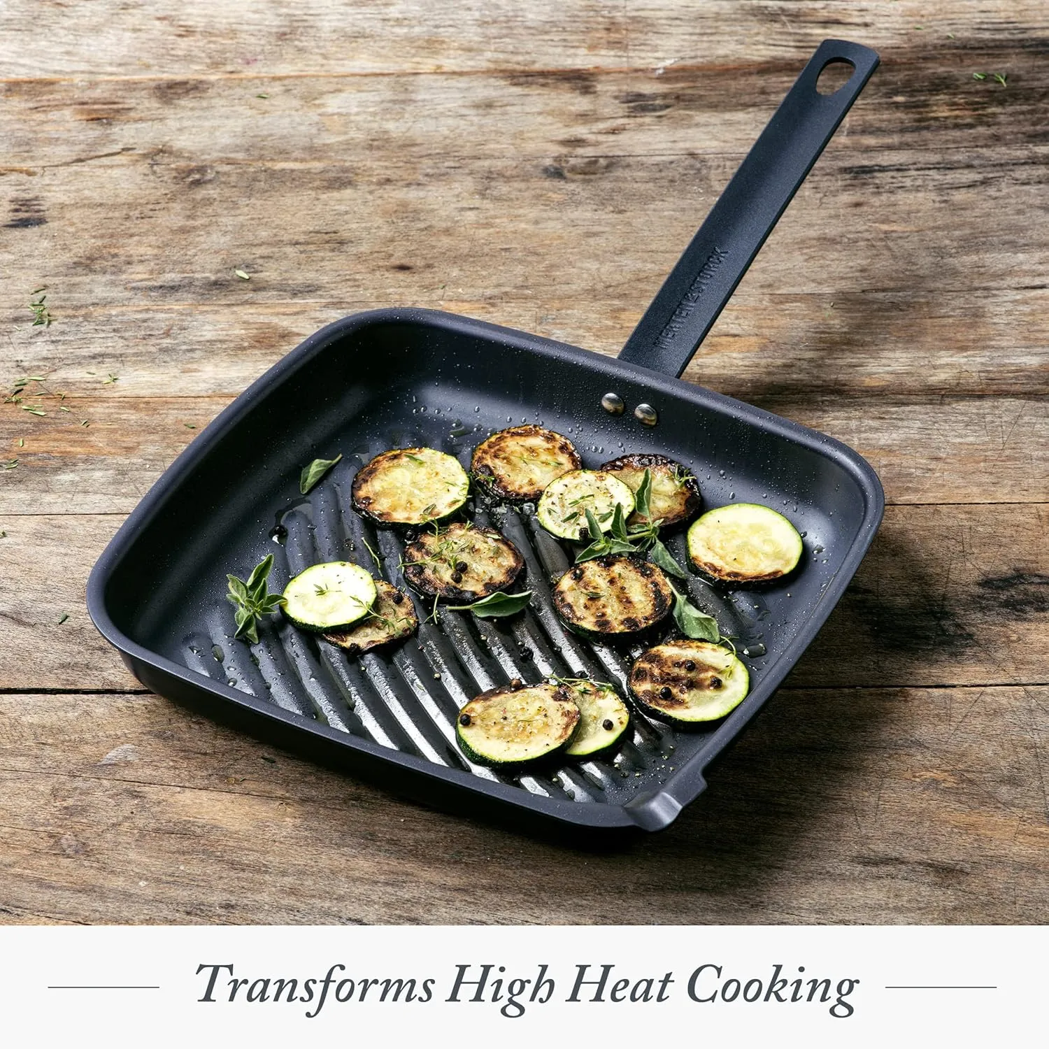 Merten & Storck Pre-Seasoned Carbon Steel 11" Square Grill Pan, Cast Iron, Lightweight & Durable, Sear Grill Broil Fry, Indoor Outdoor Cooking, Easy to Clean, Oven Safe, Induction, Steel Handle, Black
