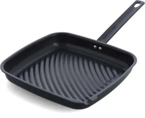 Merten & Storck Pre-Seasoned Carbon Steel 11" Square Grill Pan, Cast Iron, Lightweight & Durable, Sear Grill Broil Fry, Indoor Outdoor Cooking, Easy to Clean, Oven Safe, Induction, Steel Handle, Black