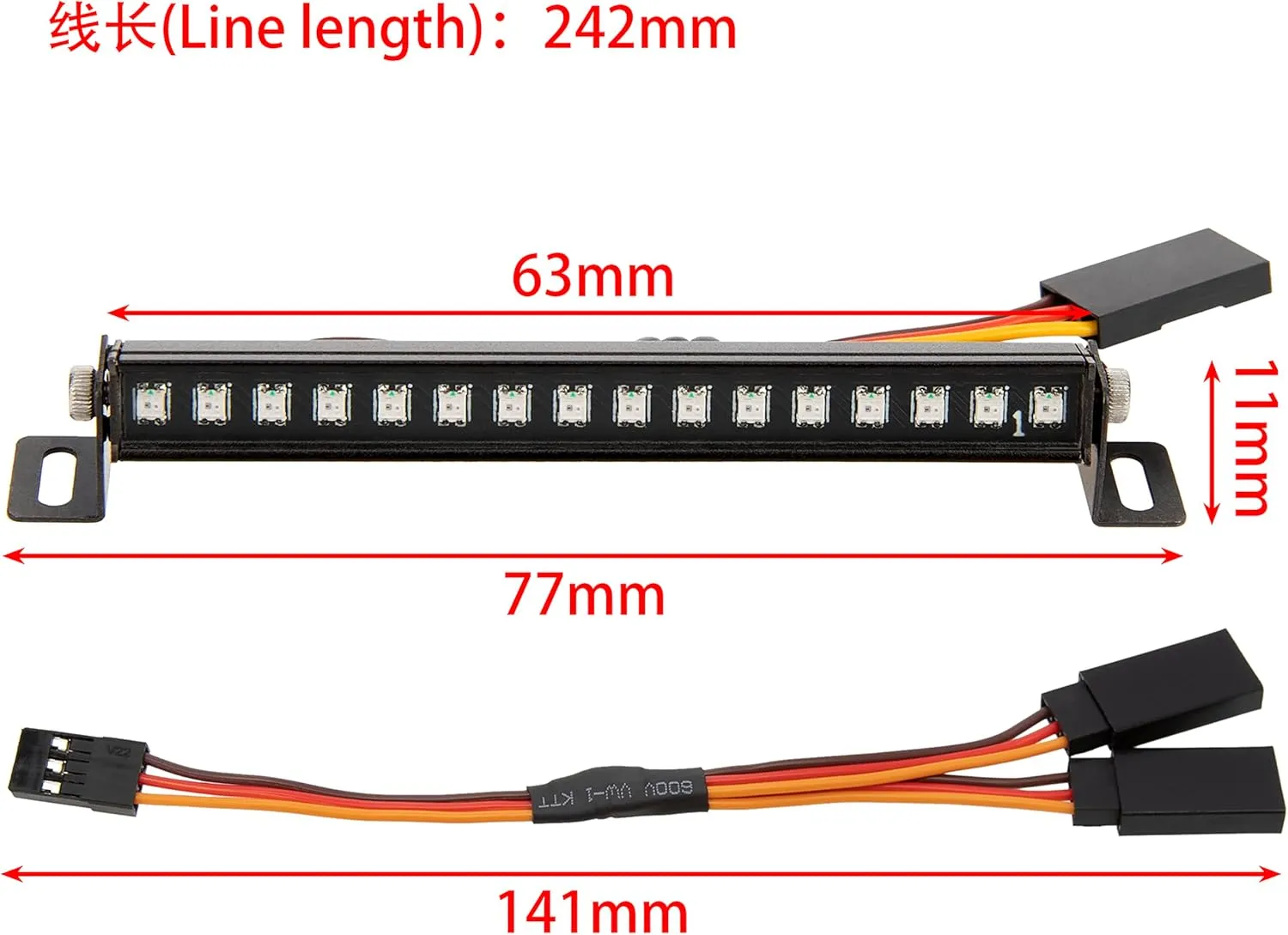 MEUS RACING TRX4M Roof Light Bar with 16 Beads 8 Light Modes for TRX4M Defender Bronco K10 F150 1/18 RC Crawler Upgrade Parts(Roof Light)