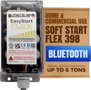 MICRO-AIR EasyStart FLEX 398 - Bluetooth Soft Start Kit for Home Air Conditioner, RV & Commercial Use, Works with Generators, Reduces Power Surge, Efficient Start-Up - Up to 6 Tons