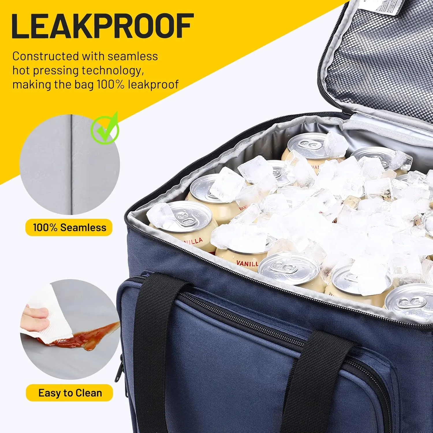 MIER Collapsible Lunch Cooler Bags Insulated 40 Cans/24L Large Soft Sided Coolers Bag Leakproof Lunch Box with Bottle Opener for Outdoor Travel Beach Picnic Camping Grocery Shopping, Blue