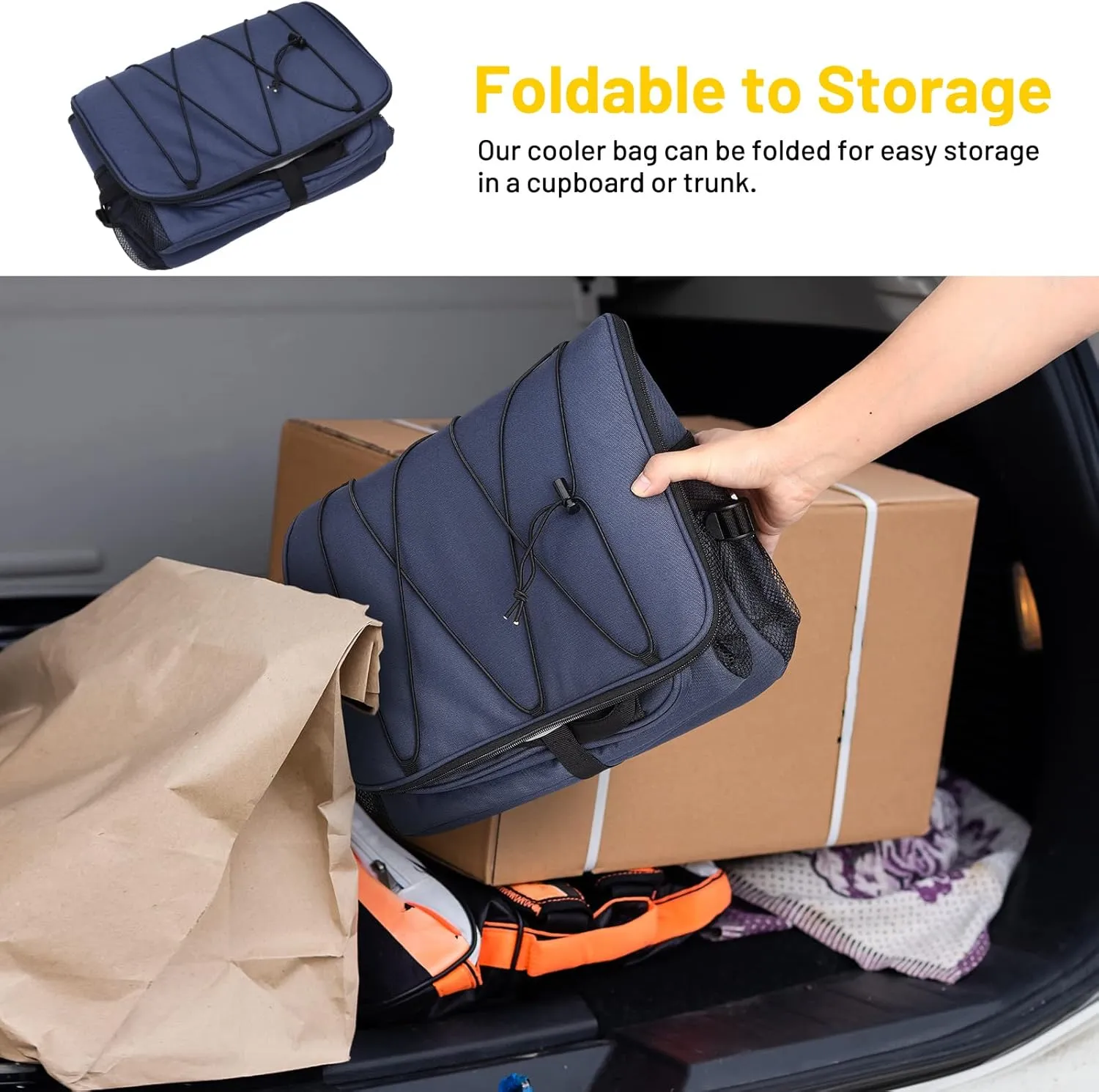MIER Collapsible Lunch Cooler Bags Insulated 40 Cans/24L Large Soft Sided Coolers Bag Leakproof Lunch Box with Bottle Opener for Outdoor Travel Beach Picnic Camping Grocery Shopping, Blue