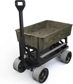 Mighty Max Tank - USA Made All Terrain Utility Cart Wagon/Cooler Wheel Kit with Never-Flat Wheels, 250 lbs Capacity, w/ 2.5 cu. ft. Camo Poly Tub