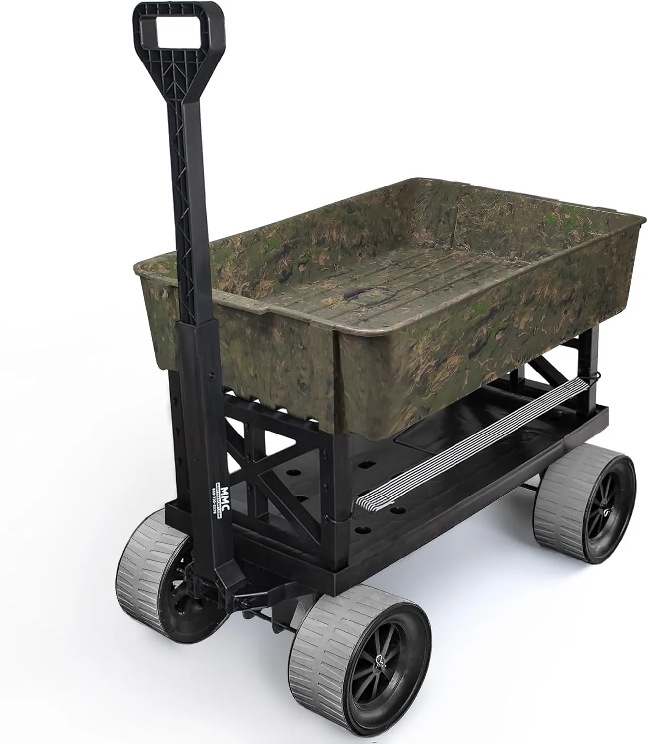 Mighty Max Tank - USA Made All Terrain Utility Cart Wagon/Cooler Wheel Kit with Never-Flat Wheels, 250 lbs Capacity, w/ 2.5 cu. ft. Camo Poly Tub