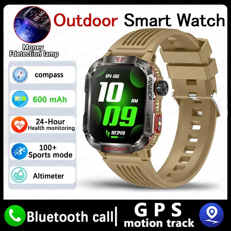 Military GPS Smart Watch Men Flashlight Compass Waterproof Outdoor Sport Tracker Bluetooth Call Smartwatch