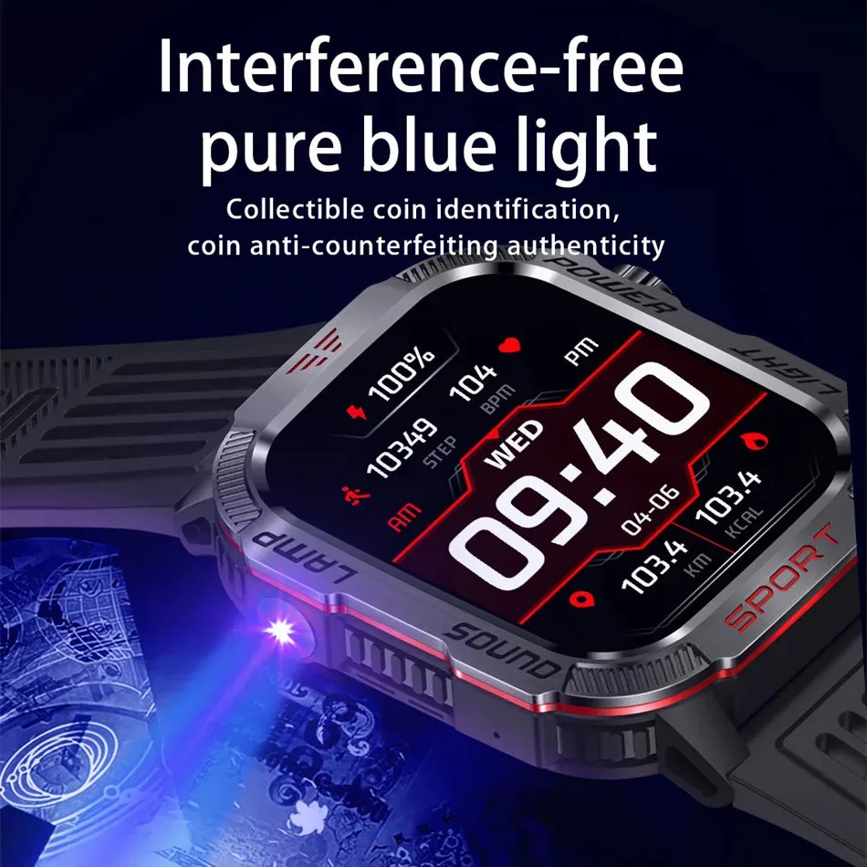 Military GPS Smart Watch Men Flashlight Compass Waterproof Outdoor Sport Tracker Bluetooth Call Smartwatch