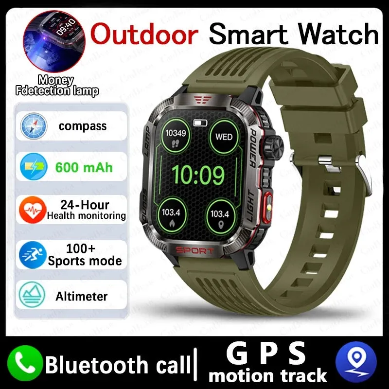 Military GPS Smart Watch Men Flashlight Compass Waterproof Outdoor Sport Tracker Bluetooth Call Smartwatch