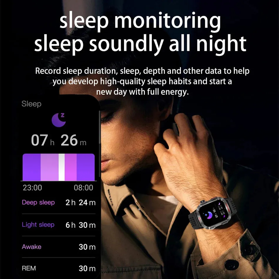 Military GPS Smart Watch Men Flashlight Compass Waterproof Outdoor Sport Tracker Bluetooth Call Smartwatch