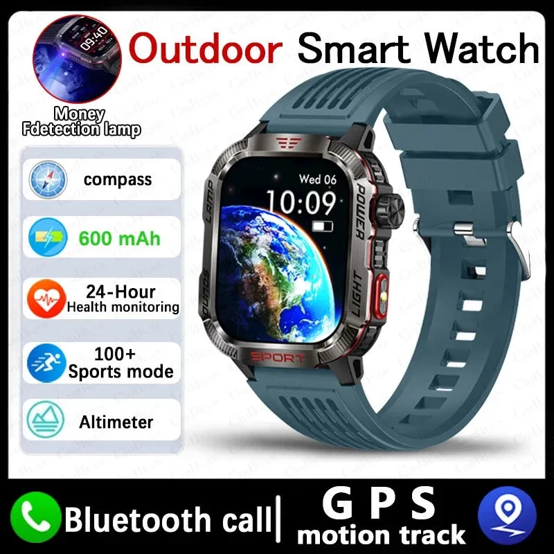 Military GPS Smart Watch Men Flashlight Compass Waterproof Outdoor Sport Tracker Bluetooth Call Smartwatch