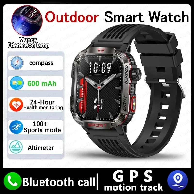 Military GPS Smart Watch Men Flashlight Compass Waterproof Outdoor Sport Tracker Bluetooth Call Smartwatch