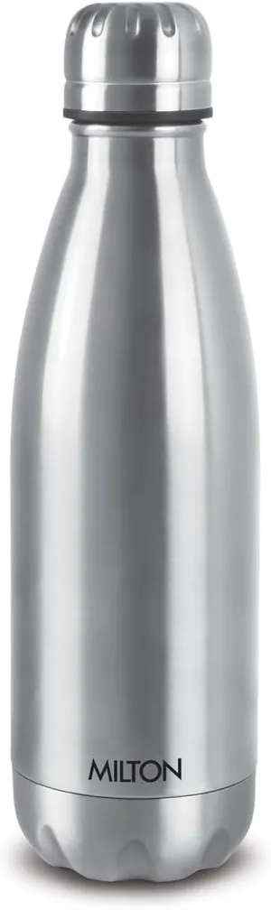 Milton Duo DLX 500 Thermosteel 24 Hours Hot and Cold Water Bottle, 1 Piece, 500 ml, Silver | Leak Proof | Office Bottle | Gym | Home | Kitchen | Hiking | Trekking | Travel Bottle