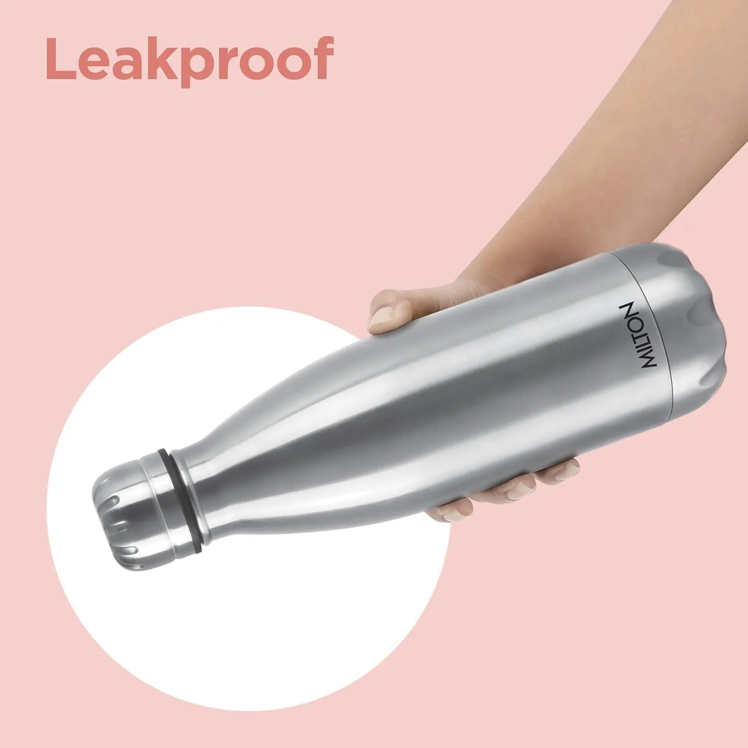Milton Duo DLX 500 Thermosteel 24 Hours Hot and Cold Water Bottle, 1 Piece, 500 ml, Silver | Leak Proof | Office Bottle | Gym | Home | Kitchen | Hiking | Trekking | Travel Bottle