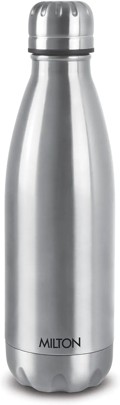 Milton Duo DLX 500 Thermosteel 24 Hours Hot and Cold Water Bottle, 1 Piece, 500 ml, Silver | Leak Proof | Office Bottle | Gym | Home | Kitchen | Hiking | Trekking | Travel Bottle