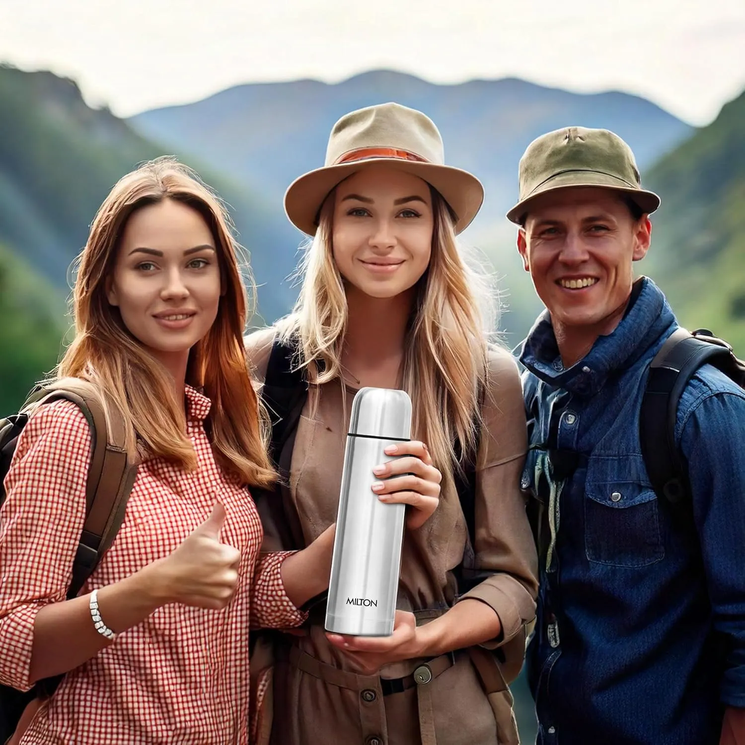 Milton Small Vacuum Flask for Hot Drink 350 ml (12 oz), Stainless Steel Double Walled Insulated Water Bottle for 24 Hour Hot and Cold Drinks, Leak proof, BPA Free,Thermosteel Flip Lid Set of -2