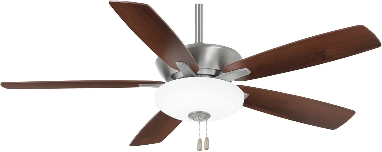 MINKA-AIRE F553L-BN/DW Minute 52 Inch LED Energy Star Rated Ceiling Fan with DC Motor and 3 Speed Pull Chain in Brushed Nickel Finish and Dark Walnut/Medium Maple Blades