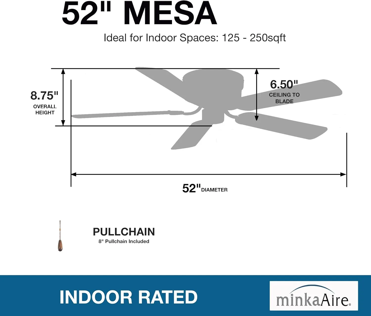 Minka-Aire F565-BN Mesa 52 Inch Flush Mount Low Profile Ceiling Fan in Brushed Nickel Finish