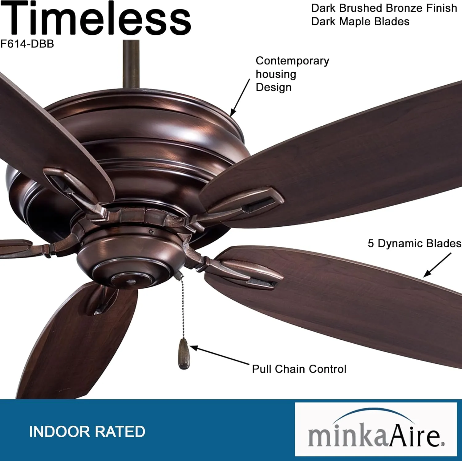 Minka-Aire F614-DBB Timeless 54 Inch Ceiling Fan in Dark Brushed Bronze Finish