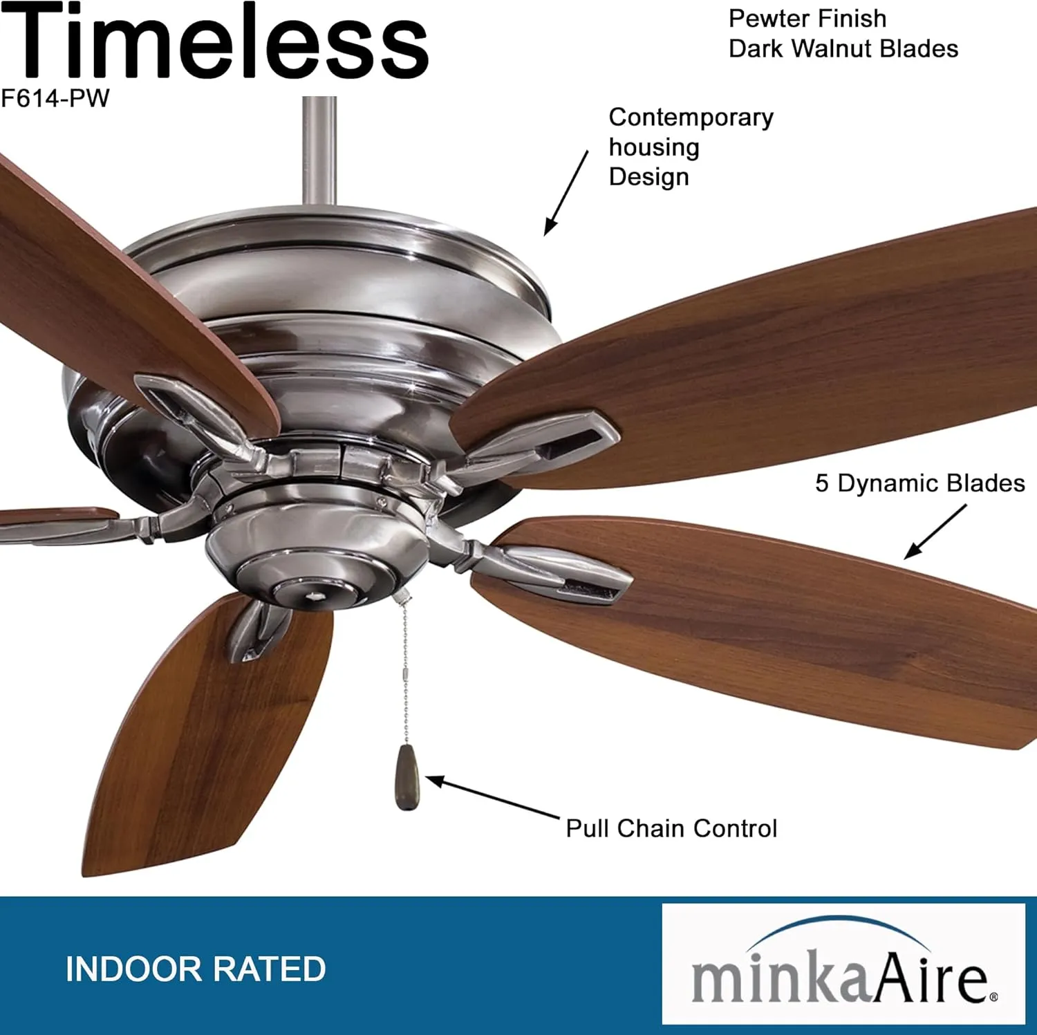 Minka-Aire F614-PW Timeless 54 Inch Ceiling Fan in Pewter Finish