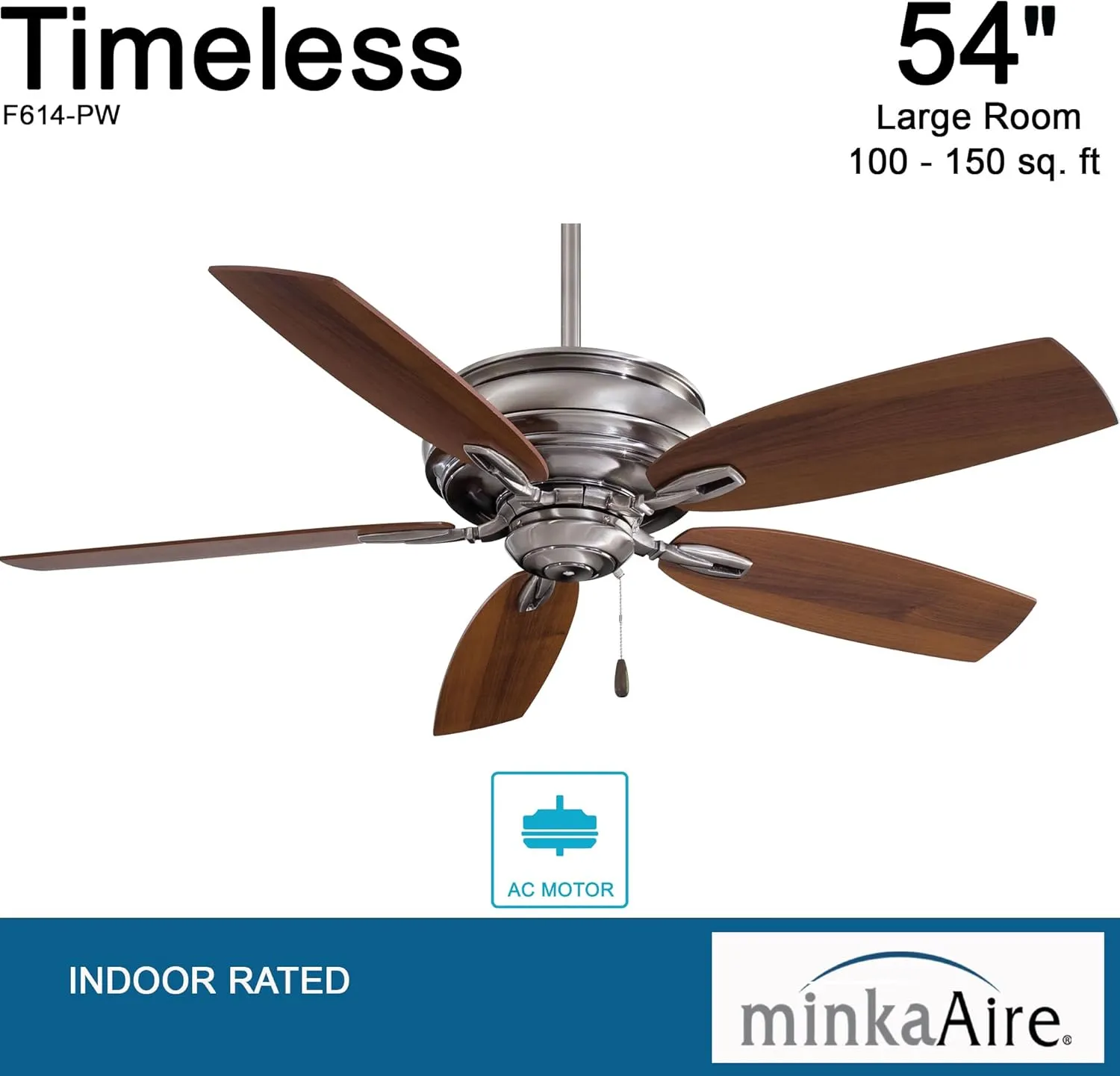 Minka-Aire F614-PW Timeless 54 Inch Ceiling Fan in Pewter Finish