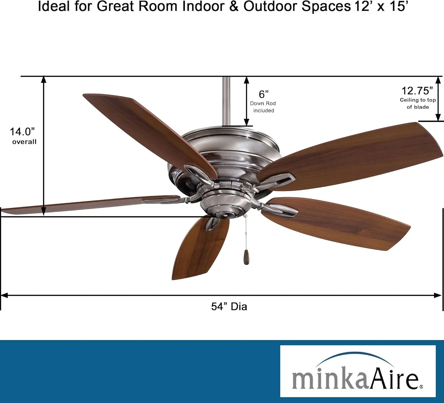Minka-Aire F614-PW Timeless 54 Inch Ceiling Fan in Pewter Finish