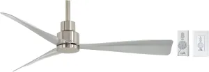 MINKA-AIRE F786-BNW Simple - 44" Outdoor 3-Blade Ceiling Fan, Brushed Nickel Wet Finish with Silver Blades and Additional Wall Control