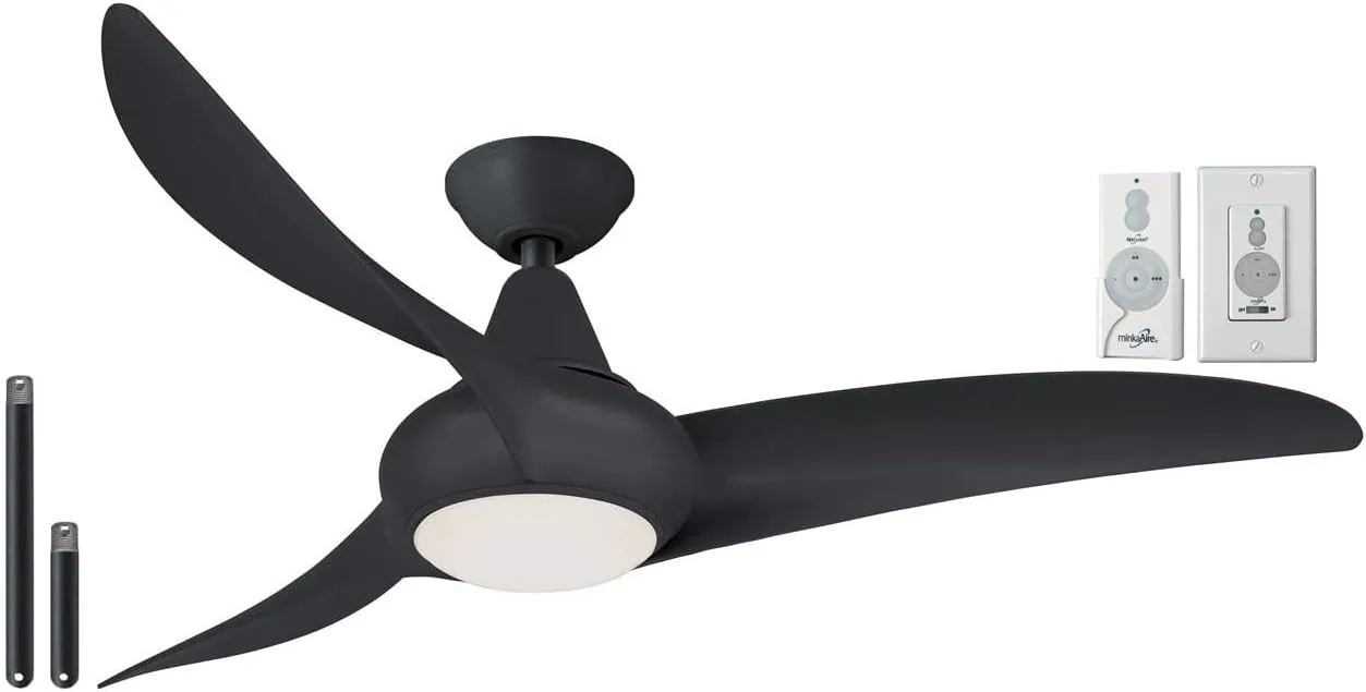 MINKA-AIRE F845-CL Light Wave 44" Ceiling Fan, Coal Finish with Remote and Additional Wall Control and 3.5 Inch Downrod……
