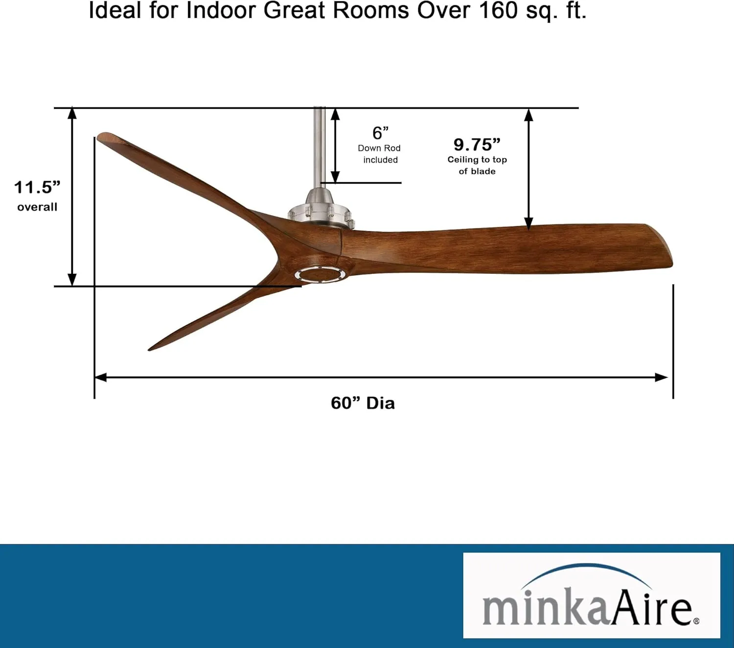 Minka-Aire F853-BN/DK, Aviation, 60" Ceiling Fan, Brushed Nickel