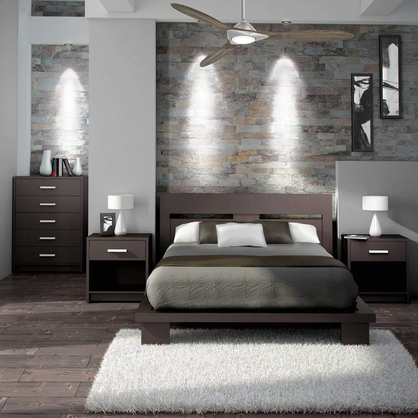 Minka Aire F868L-BN Sleek 60" Ceiling Fan with LED Light and Remote Control, Brushed Nickel
