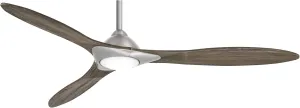 Minka Aire F868L-BN Sleek 60" Ceiling Fan with LED Light and Remote Control, Brushed Nickel