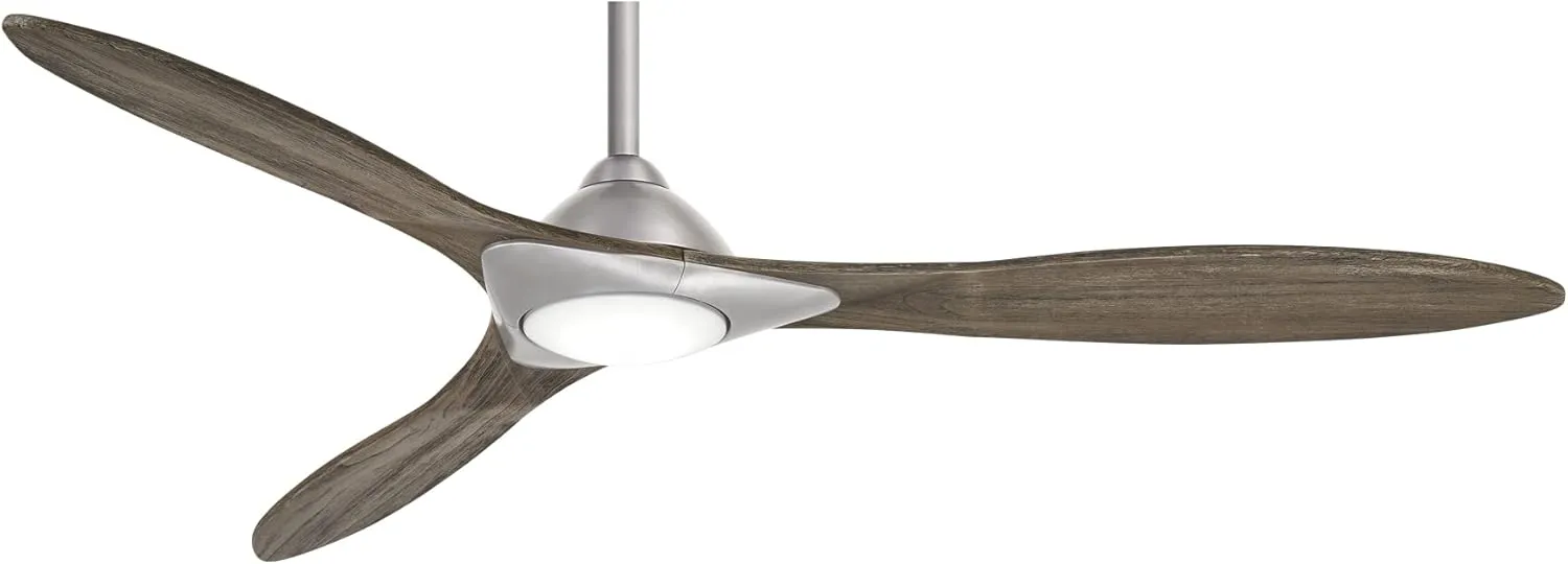 Minka Aire F868L-BN Sleek 60" Ceiling Fan with LED Light and Remote Control, Brushed Nickel
