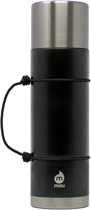 Mizu D7 22 oz. Vacuum Insulated Stainless Steel Bottle Thermos | Narrow Mouth with Leak Proof Cap   Cup Lid, Black