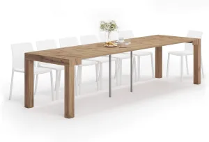 Mobili Fiver, First, Extendable Console Table 17.7(120) x35.4 in, Rustic Oak, for 4-14 People, Space-Saving Dining Table, Italian Furniture