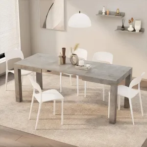 Mobili Fiver, First Extendable Table, 47.2(77.6) x31.5 in, Concrete Effect, Grey, Made in Italy
