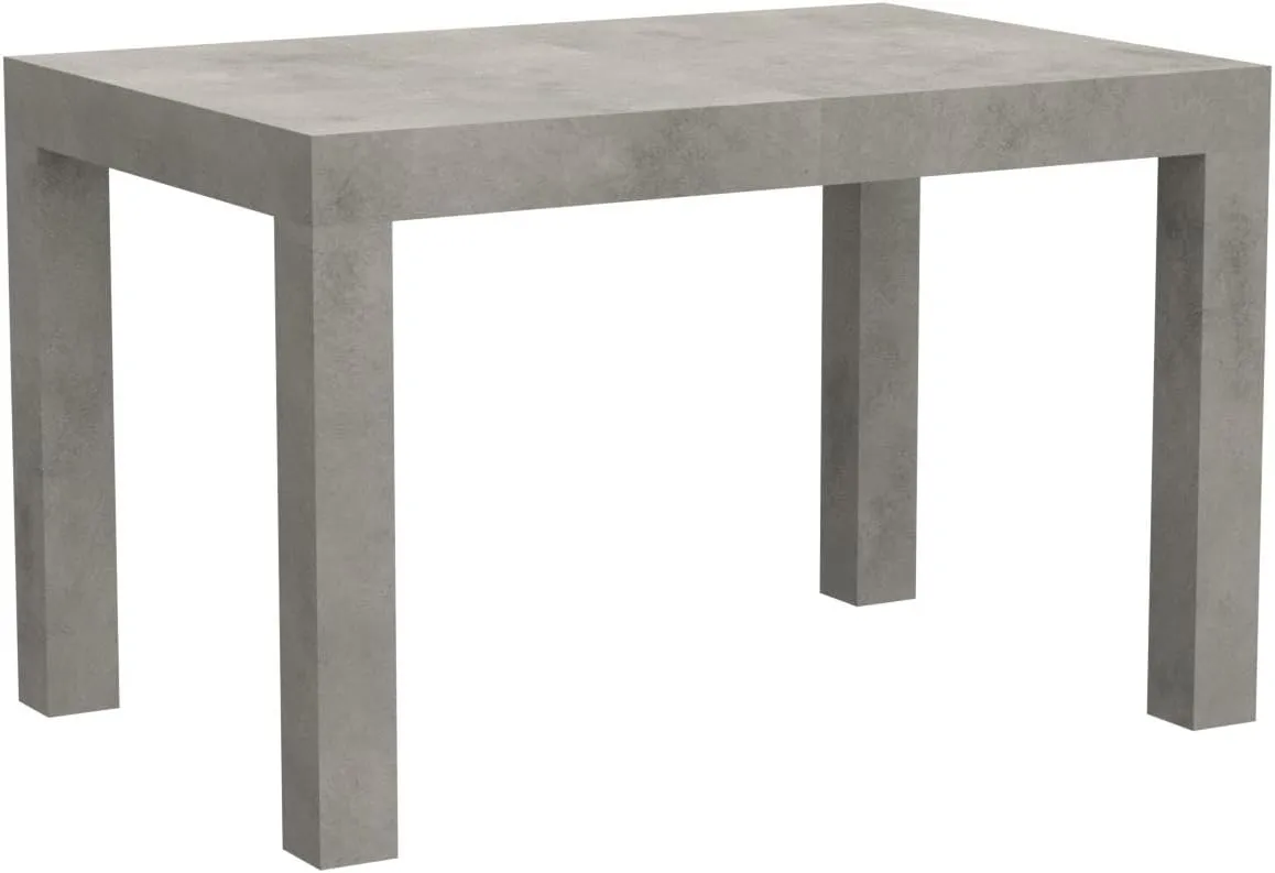 Mobili Fiver, First Extendable Table, 47.2(77.6) x31.5 in, Concrete Effect, Grey, Made in Italy