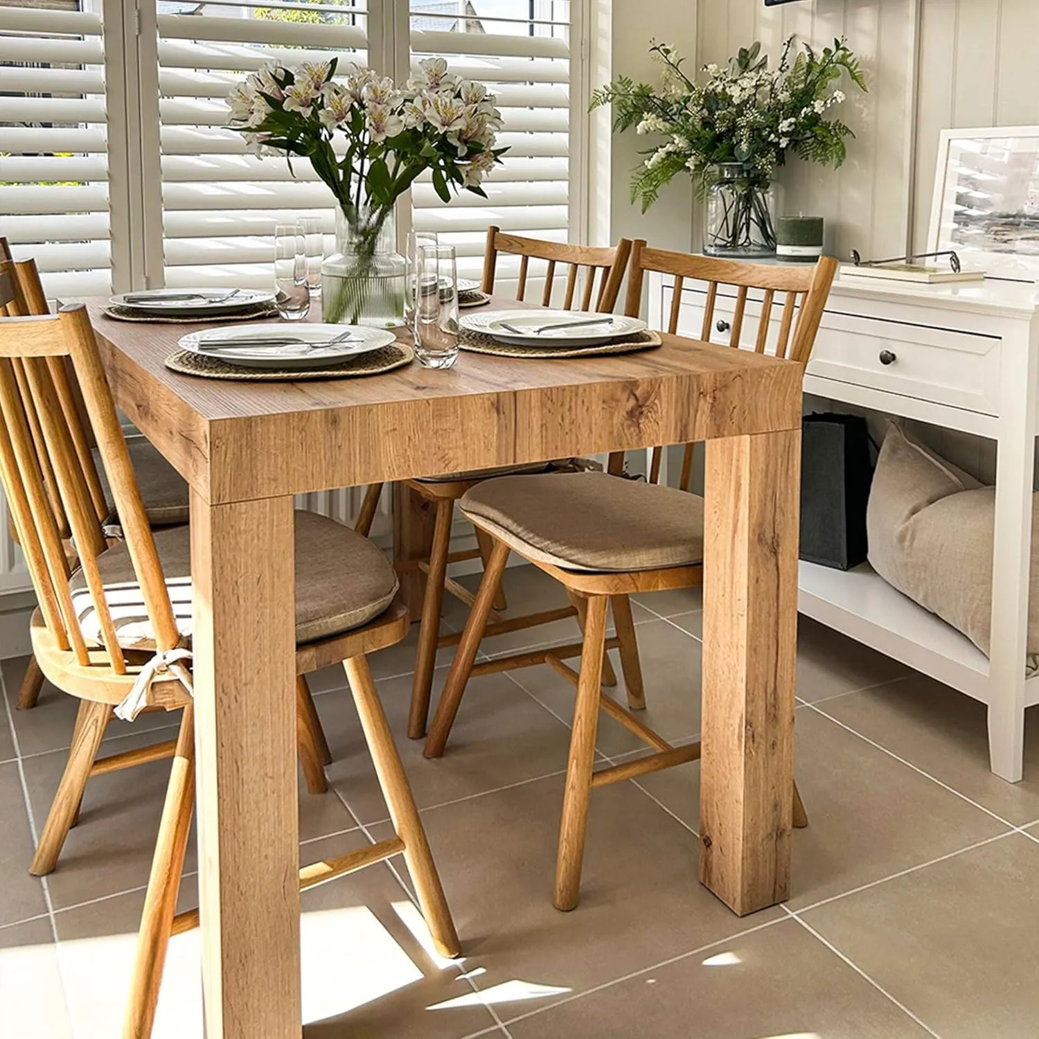 Mobili Fiver, First Extendable Table, 47,2(77,6) x31,5 in, Rustic Oak, for 6-8 People, Expandable Dining Table for Kitchen, Living Room, Italian Furniture