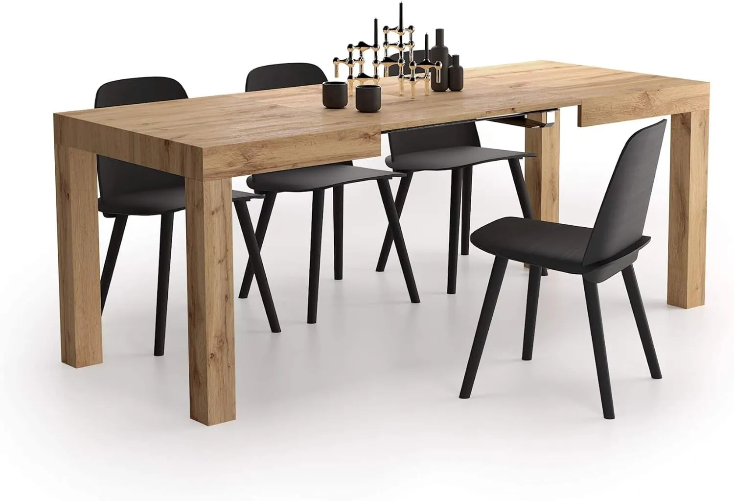 Mobili Fiver, First Extendable Table, 47,2(77,6) x31,5 in, Rustic Oak, for 6-8 People, Expandable Dining Table for Kitchen, Living Room, Italian Furniture