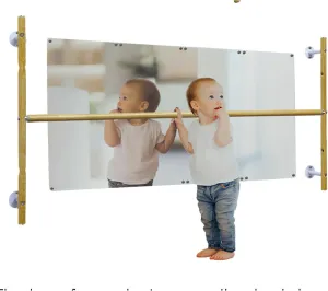 Montessori Coordination Mirror Set with 4ft Pull-Up Bar - Help Babies Build Balance, Confidence & Motor Skills | Ideal for Tummy Time, Crawling & First Steps | Safe for Home Use