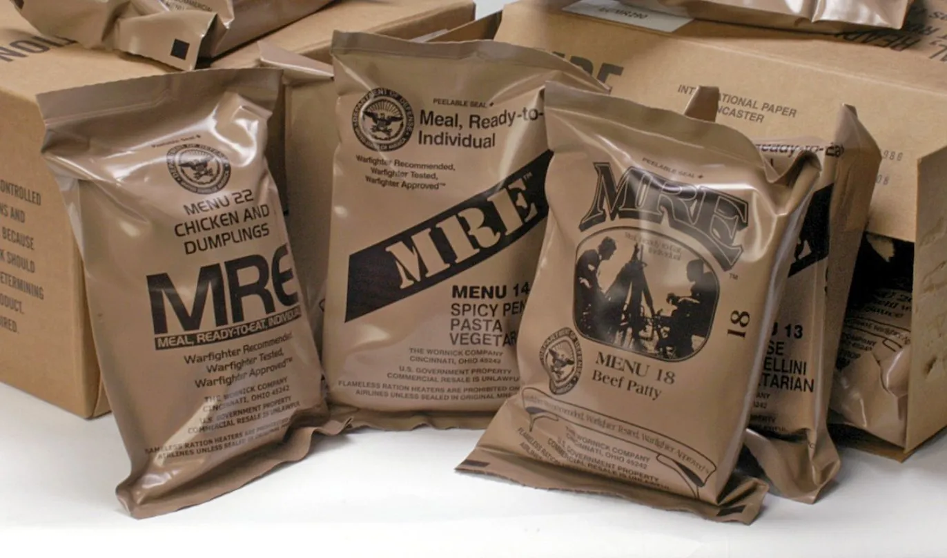 MRE Ready to Eat Meals - Emergency Food Kits, Pack Of 6 w/Entrees, Dessert, Flameless Heater & Accessories – Emergency MRE Meals For Camping Hiking & Other Outdoor Activities