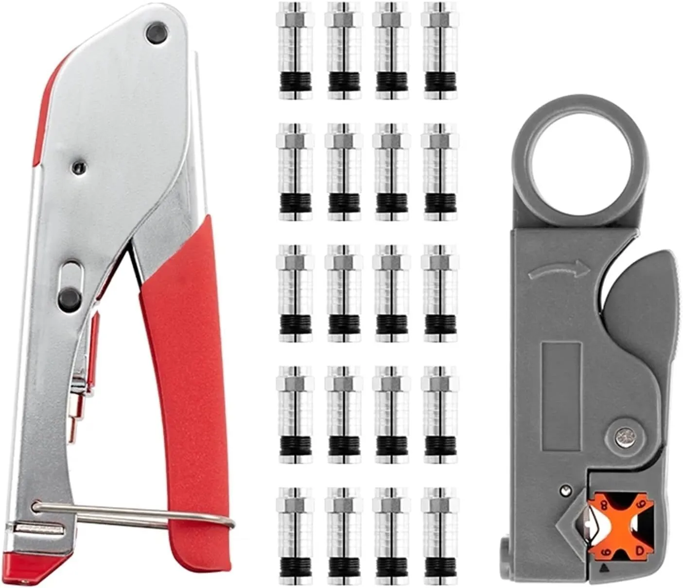 Multitool Wire Stripping Squeezing Pliers Coaxial Cable Cold Press Clamp RG59 RG6 Cable TV Crimping Tool Set Tool Kit (Color : 1KT-523H20)
