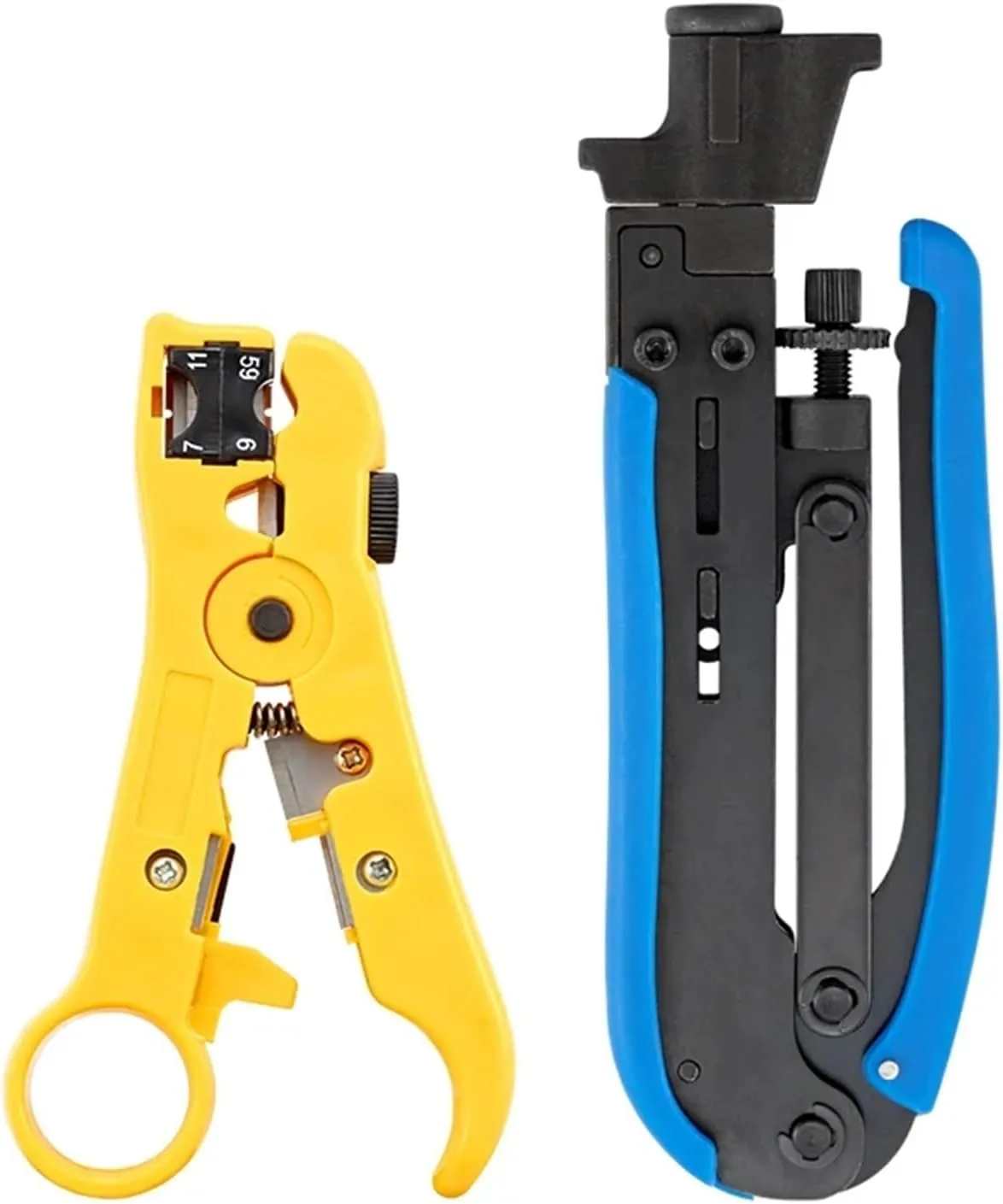Multitool Wire Stripping Squeezing Pliers Coaxial Cable Cold Press Clamp RG59 RG6 Cable TV Crimping Tool Set Tool Kit (Color : 1KT-523H20)