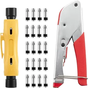 Multitool Wire Stripping Squeezing Pliers Coaxial Cable Cold Press Clamp RG59 RG6 Cable TV Crimping Tool Set Tool Kit (Color : 1KT-523H20)