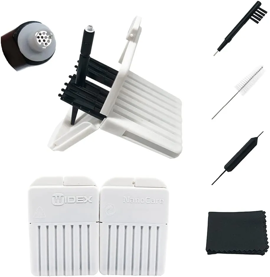 NanoCare Wax Guards for Widex/Phonak/Unitron and Resound Hearing Aids with Cleaning Tools Kit and Carry Case-24Filters