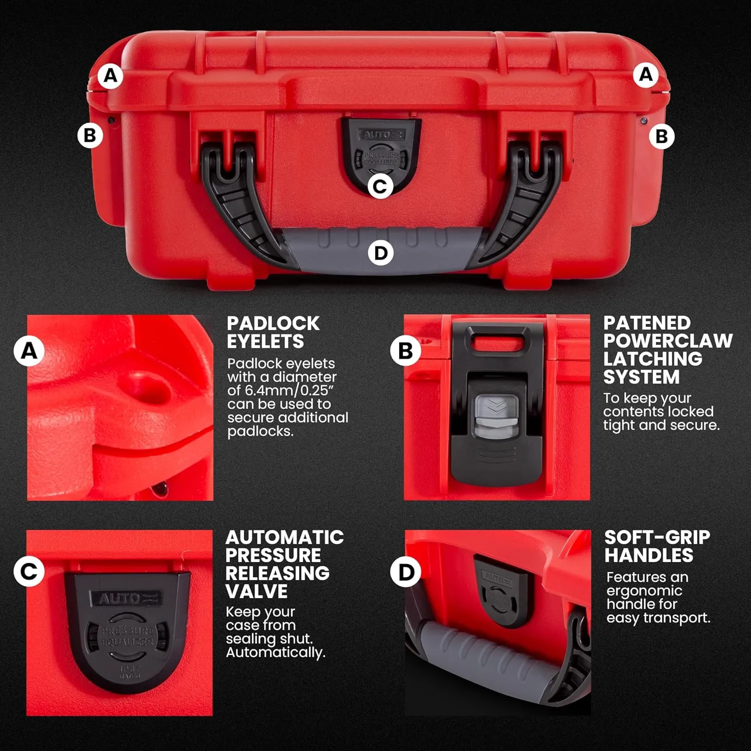 NANUK 904 Waterproof First Aid Box Empty – Durable, Medical First Aid Organizer Case, IP67-Rated, Dustproof, Impact-Resistant, and Floats (7.4" x 4.9" x 3.1") – Red