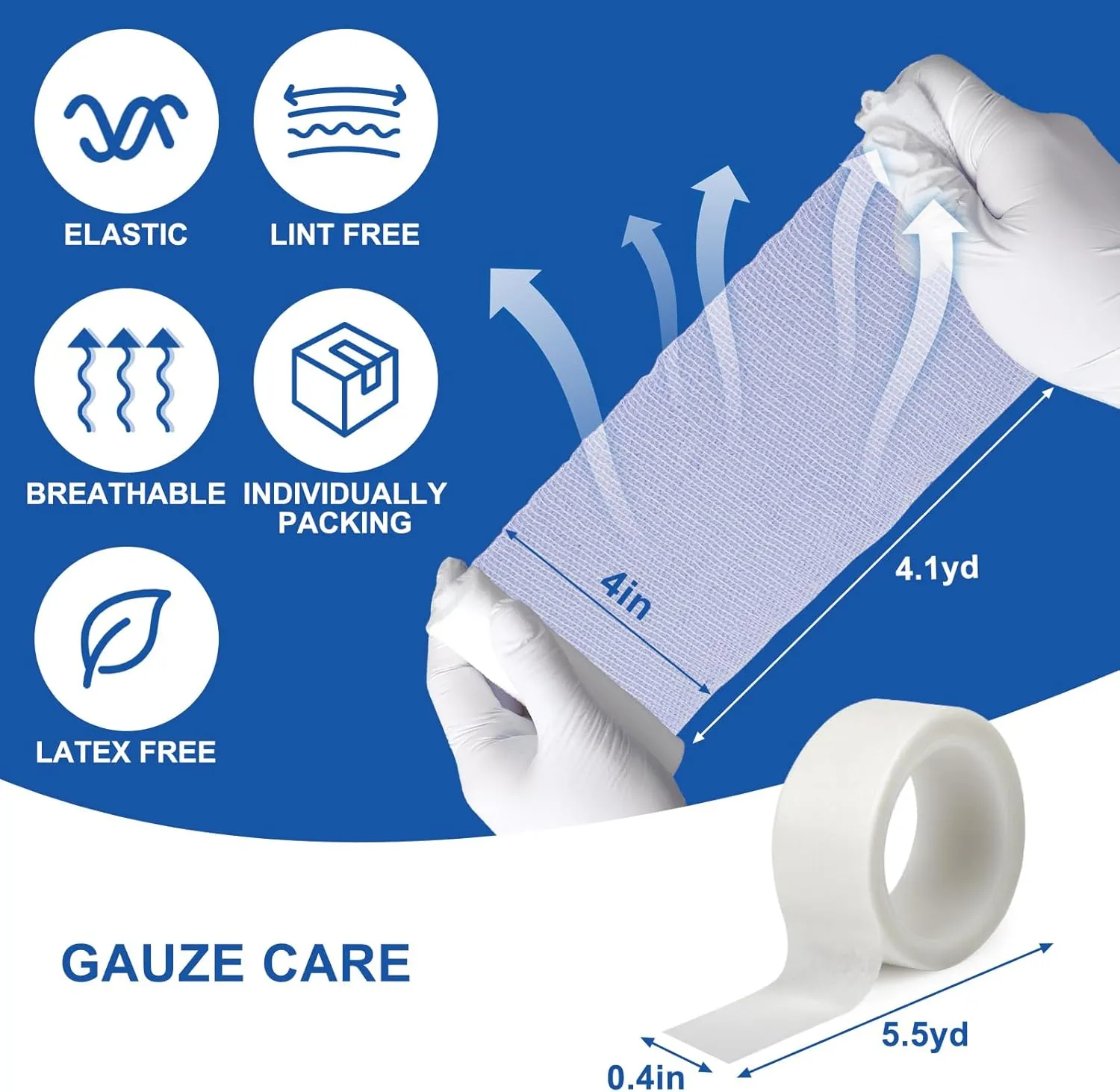 Navona 110 Pack Gauze Rolls Bandages, 4 in x 4.1 Yards, Individually Wrapped Breathable Rolled Gauze, Mummy Wraps, Premium First Aid Supplies & Medical Supplies for Wounds