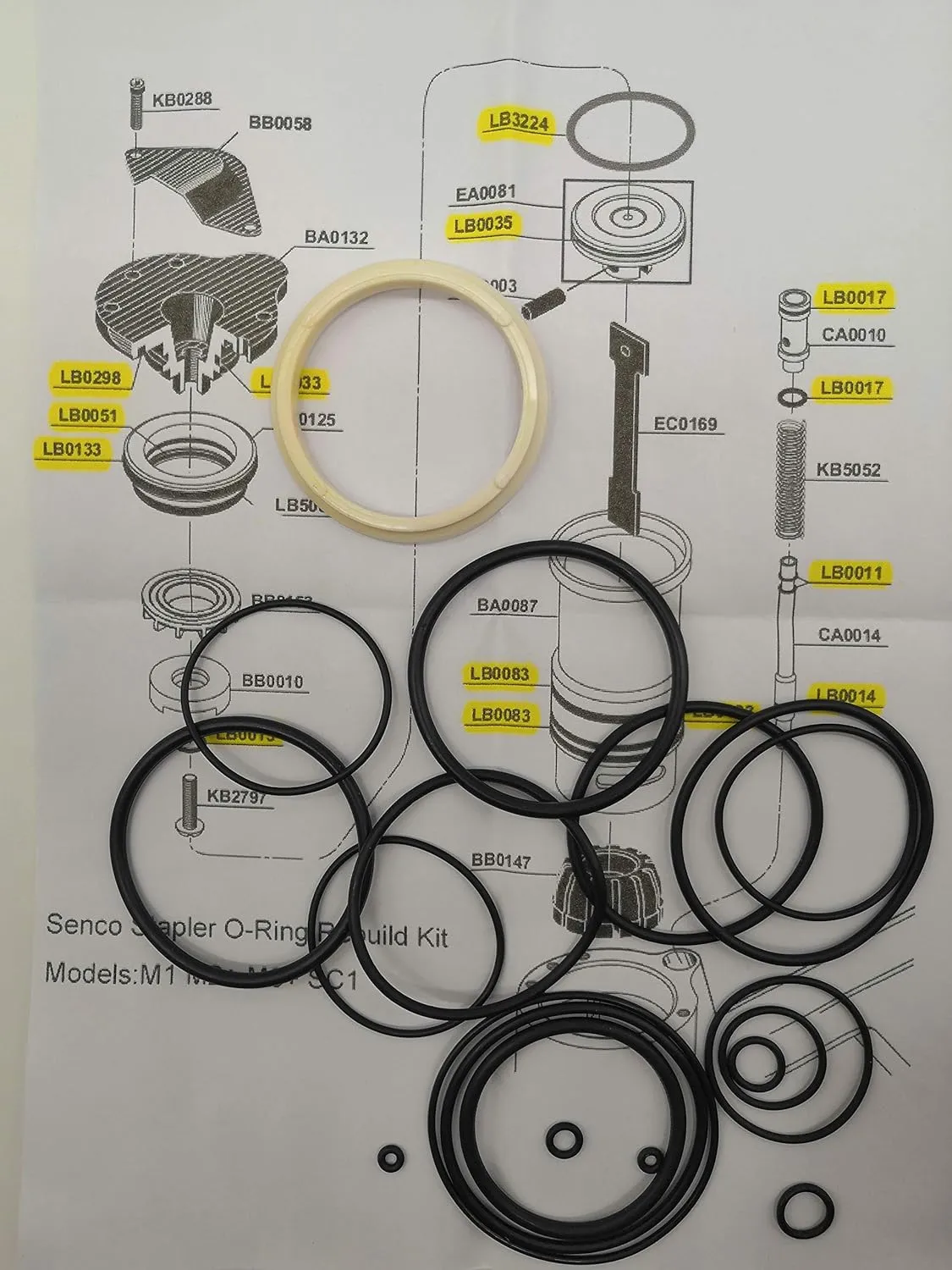 New Rebuild Kit For Senco Stapler M1 M2 M3 SC1 Nailers With O-ring Kit   LB5005