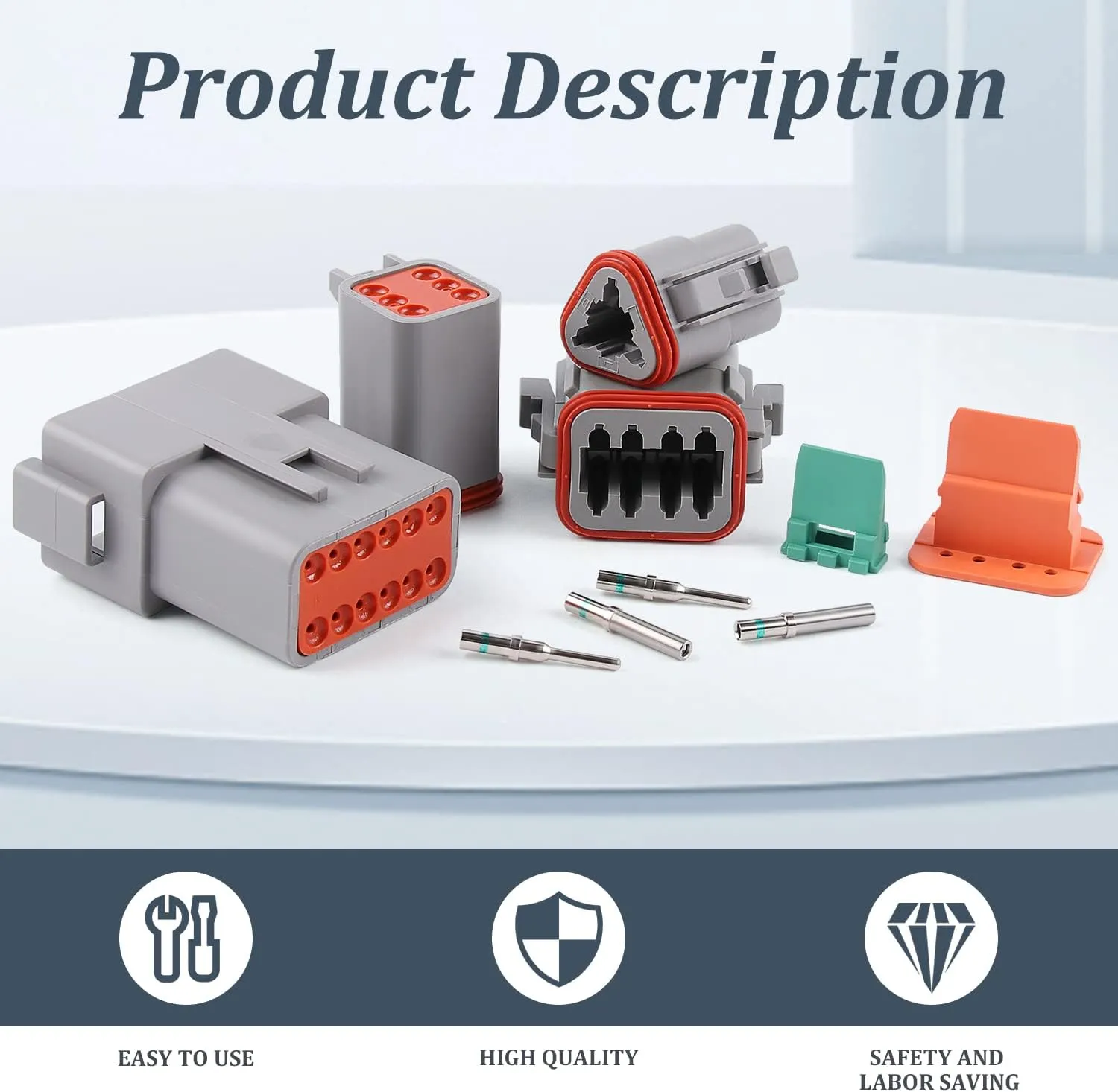 Newdeli 338 pcs Deustch Connector Kit 2 3 4 6 8 12 Pin Connectors with Deutsch Crimping Tool and DT Connector Removal Tool Size 16 Solid Terminal Contacts(14-20AWG)
