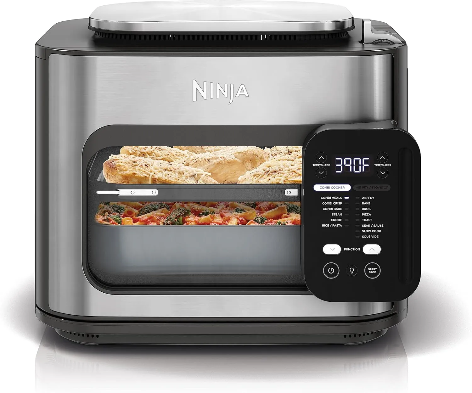 Ninja Combi All-in-One Multicooker, Oven, & Air Fryer, Complete Meals in 15 Mins, 14-in-1 Functions, Combi Cooker   Air Fry, Bake, Roast, Slow Cook and More, 3 Accessories, Stainless Steel, SFP701