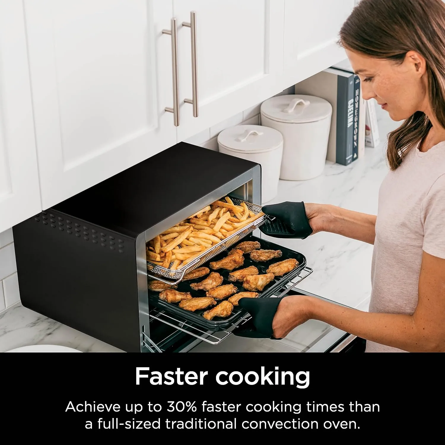 Ninja DT202BK Foodi 8-in-1 XL Pro Air Fry Oven, Large Countertop Convection and Digital Toaster Oven, 1800 Watts, Black, 12 in.